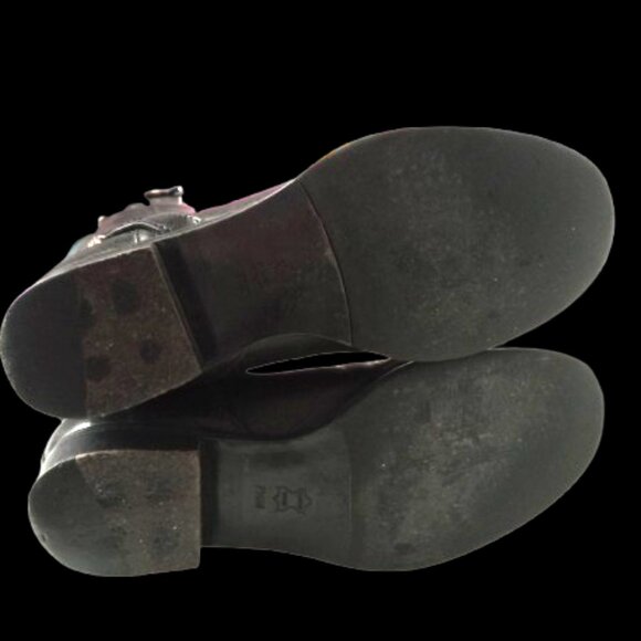 TORY BURCH LOGO CALISTA BLACK LEATHER KNEE HIGH EQUESTRIAN RIDING BOOTS 7.5 - Picture 10 of 10